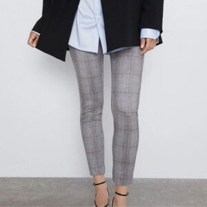 Zara Plaid houndstooth grey Women's pull on leggings size medium